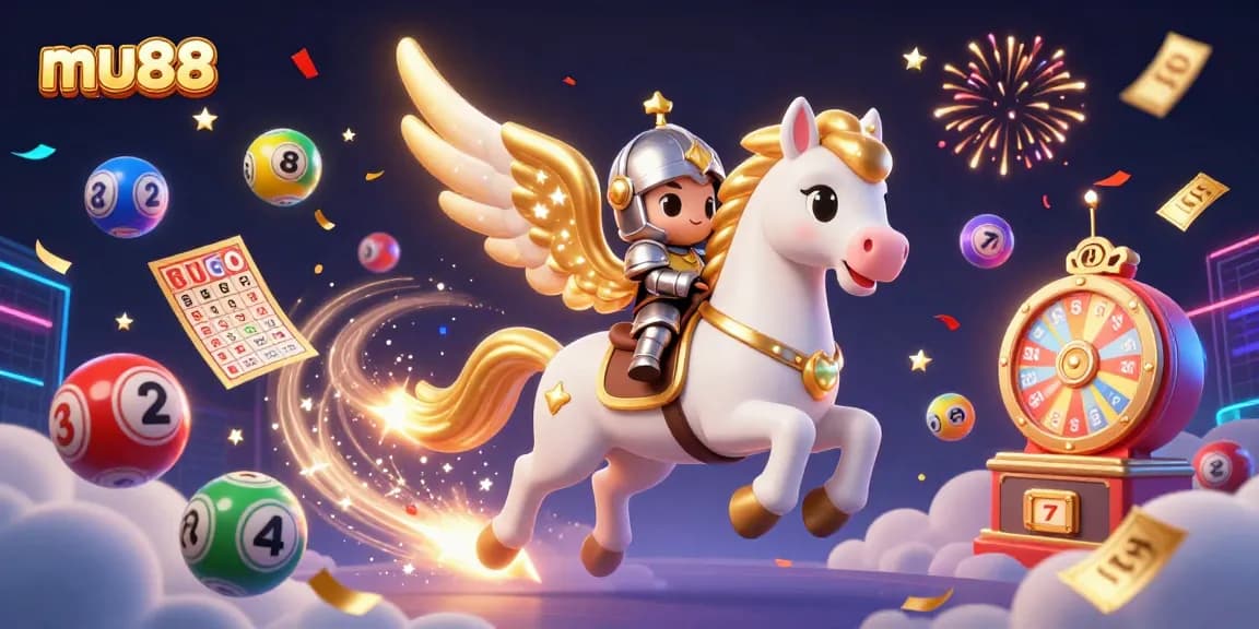 Experience thrilling wins at mu88 with dynamic lottery balls and casino games in this vivid illustration.
