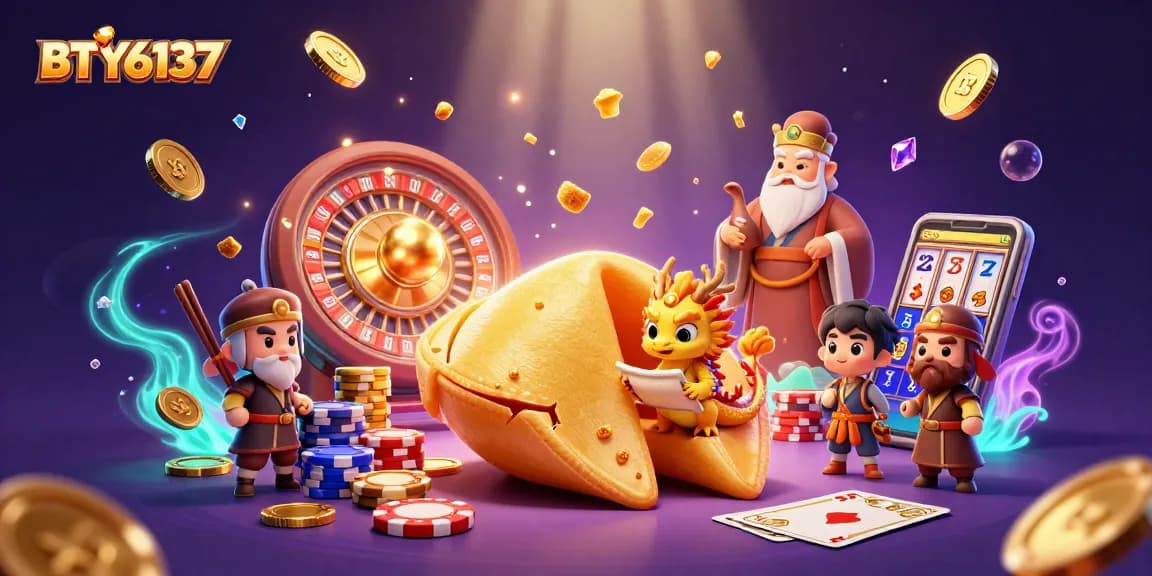 Engage in exhilarating fun with BTY6137's 3D casino characters amidst cascading golden coins and vibrant gaming elements.