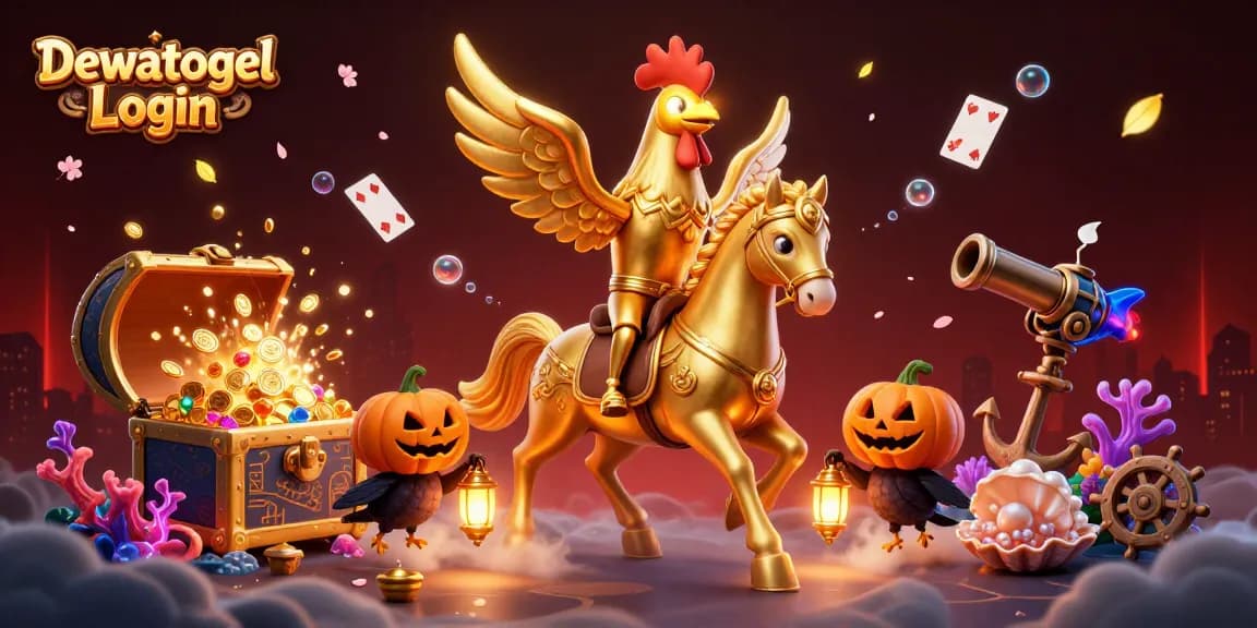 Dewatogel Login showcases a stunning 3D casino scene with vibrant characters and dynamic elements for an engaging experience.