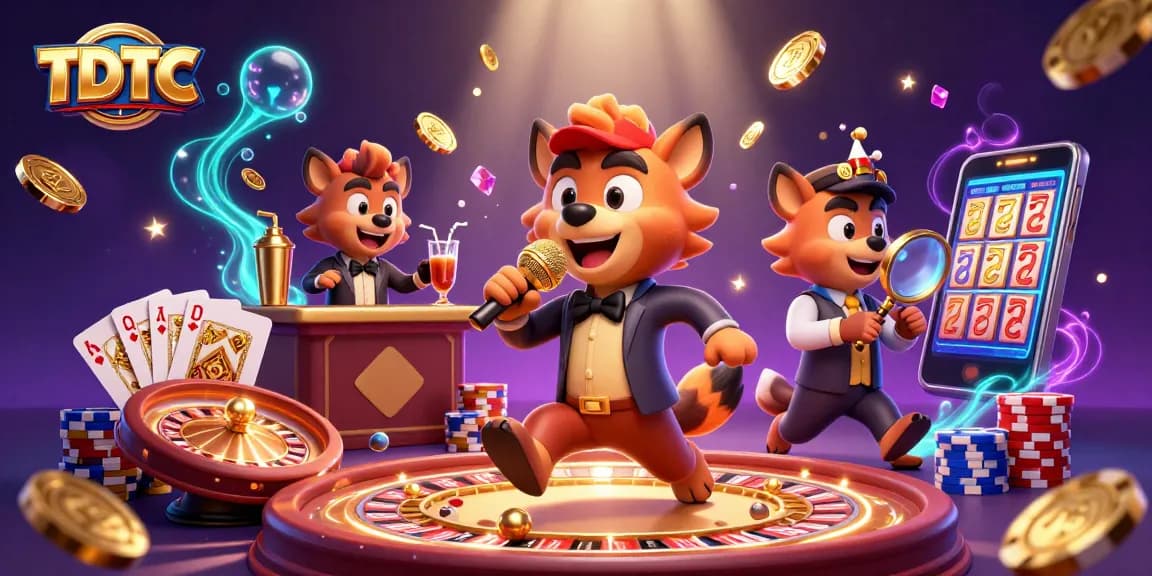 TDTC showcases a colorful casino scene featuring hyenas in a lively atmosphere with dazzling elements.
