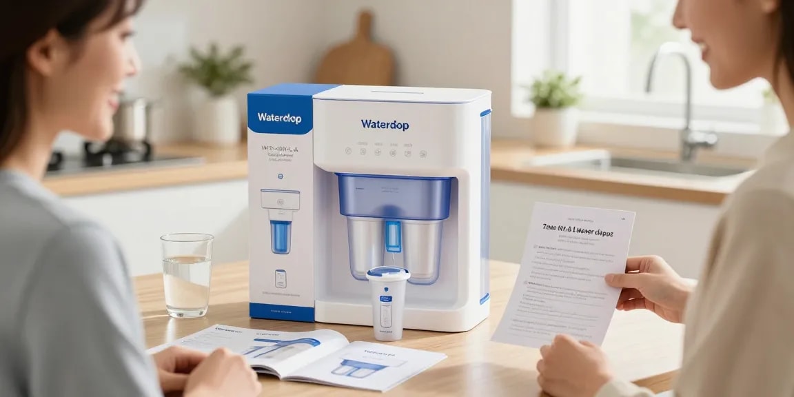 "Waterdrop WFD-40W-L-A Water Filter Dispenser showcased in an e-commerce product review, highlighting premium features and best deals online."