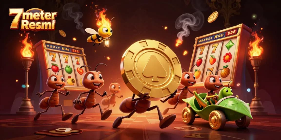 Join the 3D ant crew in a thrilling heist at 7meter Resmi with golden poker chips and dynamic slots.