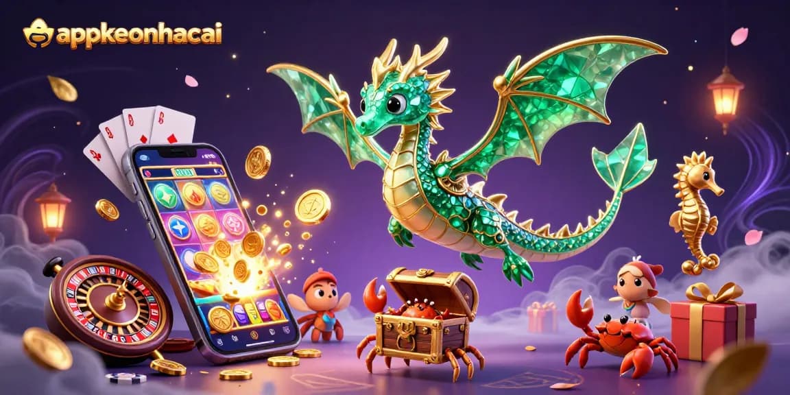 Experience thrilling betting with appkeonhacai featuring a fantasy sea dragon and vibrant casino elements.