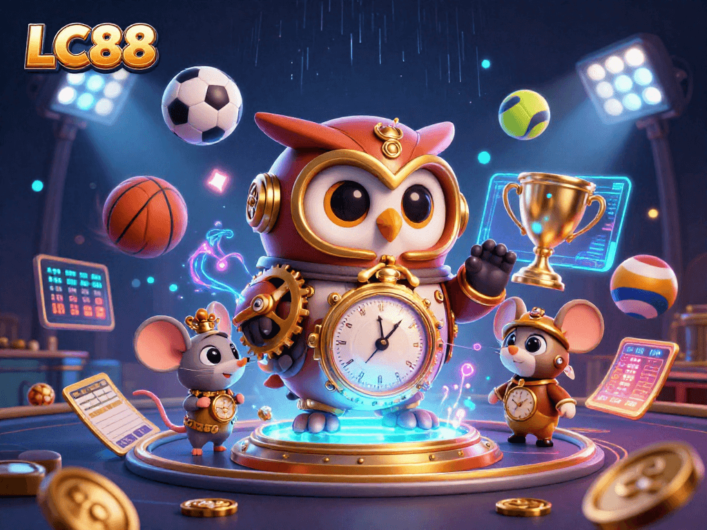 Experience thrilling gambling action at LC88 with vibrant casino elements and sports betting excitement.