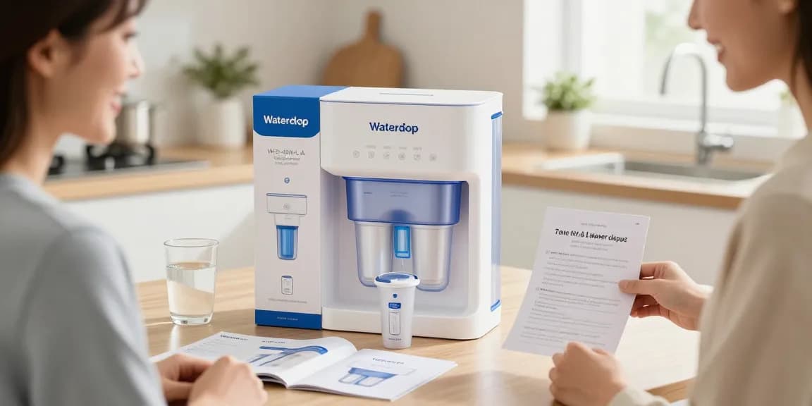 "Waterdrop WFD-40W-L-A Water Filter Dispenser showcased in an e-commerce product review, highlighting premium features and best deals online."