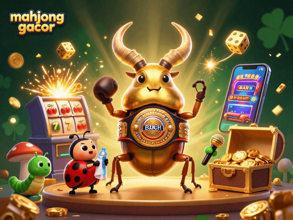 Experience excitement with mahjong gacor gaming elements in a vibrant 3D casino illustration.