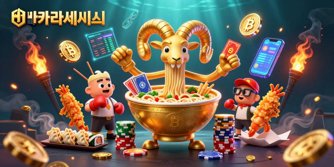 바카라사이트에서 카드와 칩을 나누는 거대한 라멘 볼이 있는 시각적으로 매력적인 3D 일러스트레이션