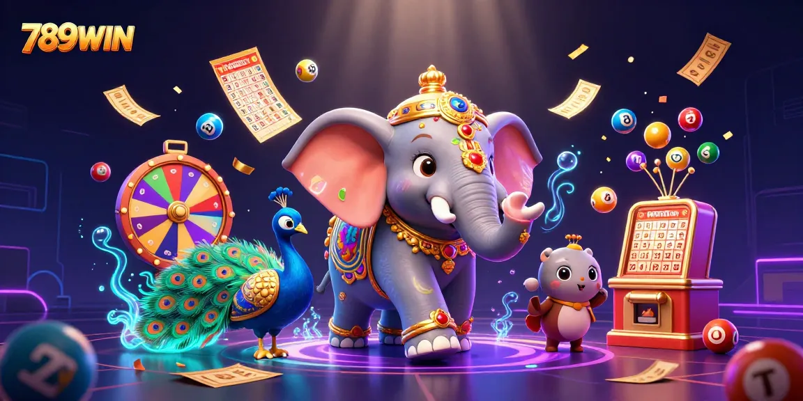 Experience thrilling gaming excitement with 789WIN in a vibrant 3D illustrated scene.