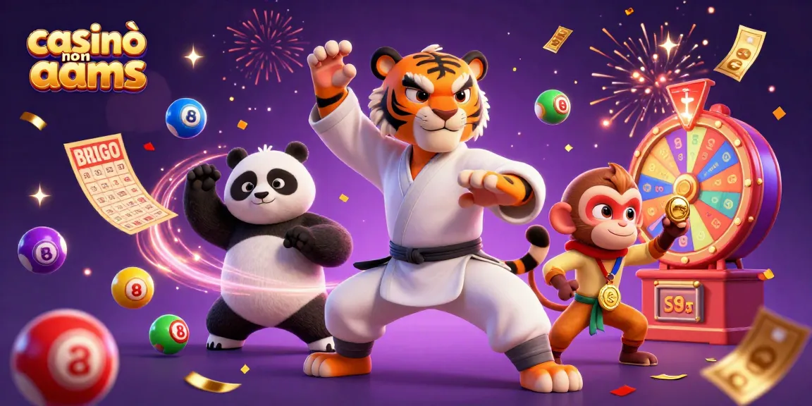 Casinò non AAMS: Goditi l'azione con il tigre maestro e i discepoli circondati da elementi di gioco vivaci.