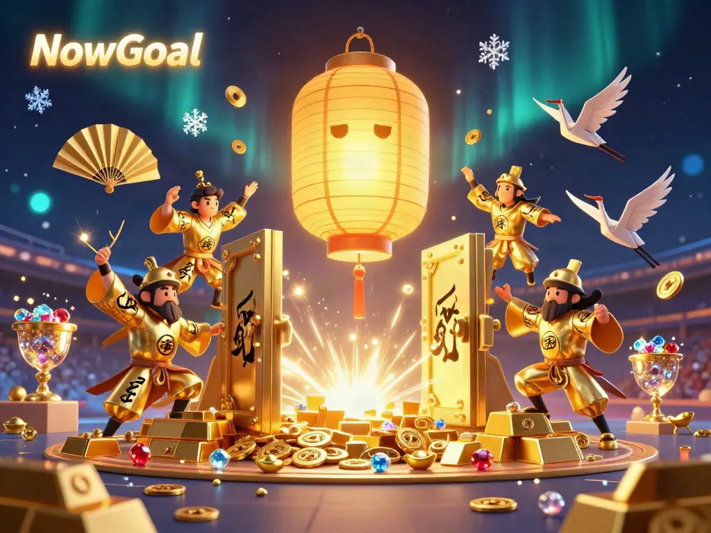 Experience NowGoal sports betting excitement with a luminous golden lantern spirit in a vibrant casino setting.