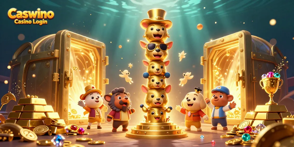 Experience seamless access to Caswino Casino Login while exploring gold treasures and vibrant casino elements.