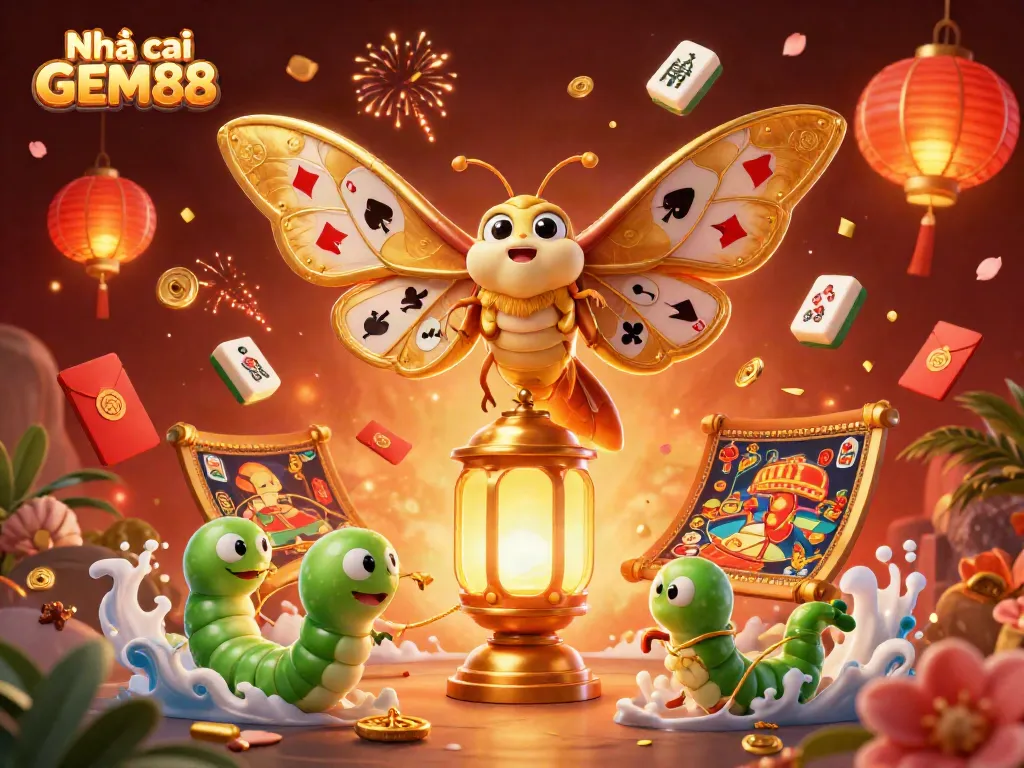 Engage with Nhà cái GEM88, the ultimate online gaming experience, amidst a vivid casino-themed scene.