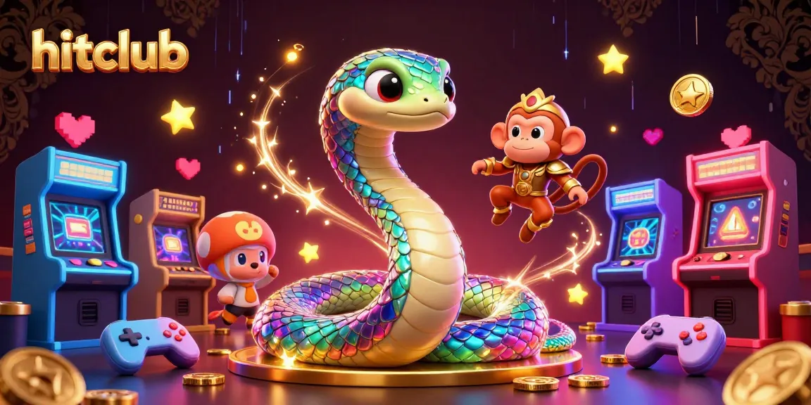 Experience gaming excitement at hitclub with vibrant characters and dynamic casino elements surrounding them.