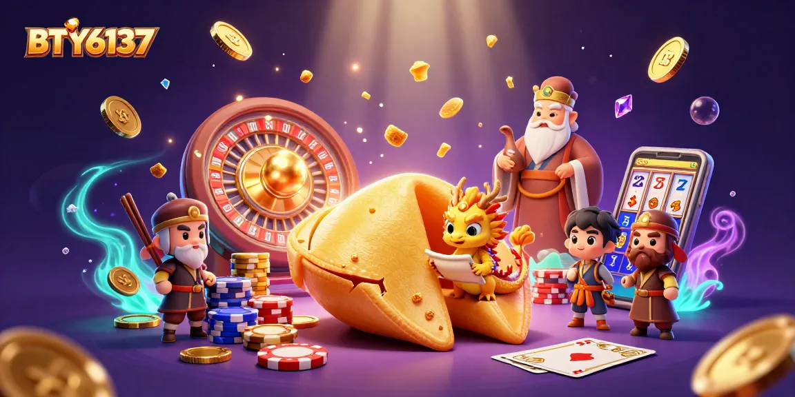 Engage in exhilarating fun with BTY6137's 3D casino characters amidst cascading golden coins and vibrant gaming elements.