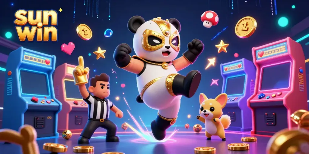 Experience the thrill of play at sun win with colorful arcade action in a vibrant and dynamic scene.