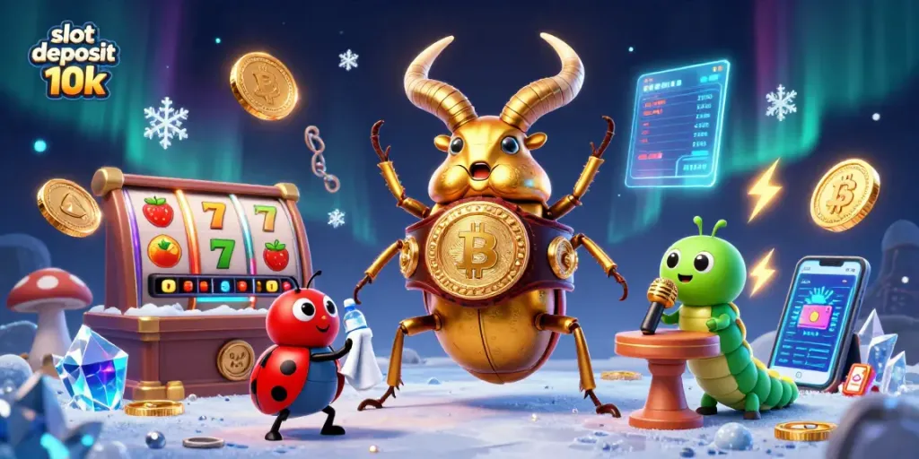Engage in a thrilling scene depicting slot deposit 10k actions with vibrant characters and dynamic game elements.