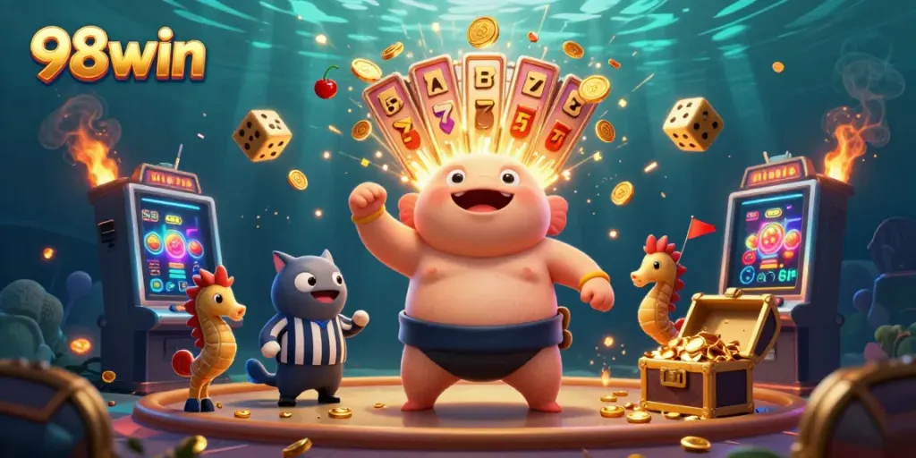 Experience the thrill of winning at 98win with vibrant casino games and a dynamic underwater theme.