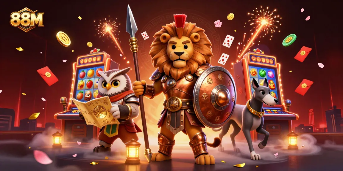 88M engages thrilling casino players with vivid slots, golden coins, and dynamic characters