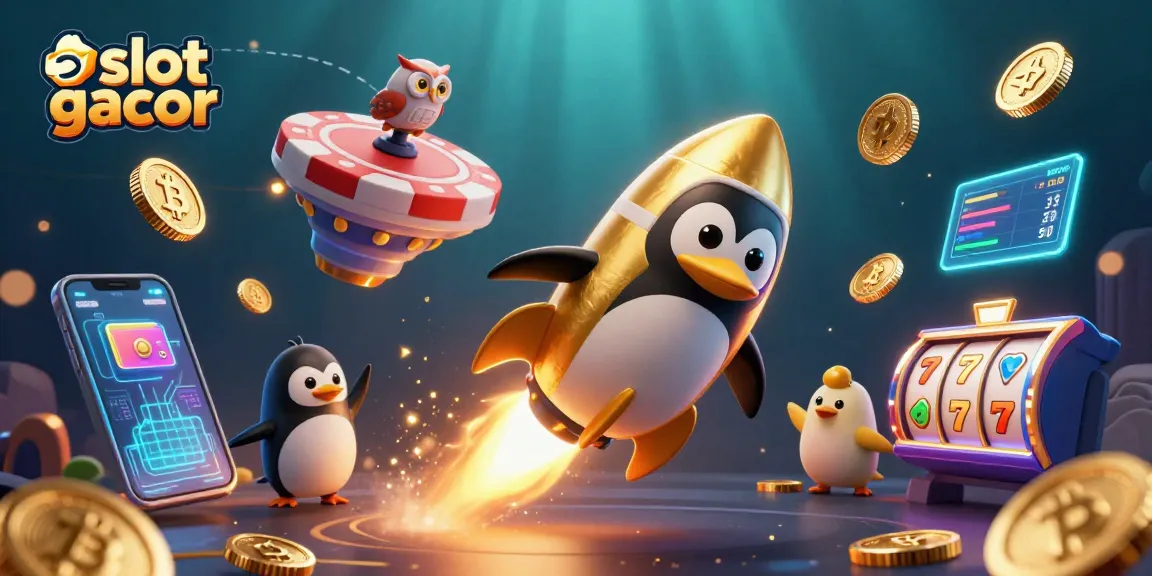 Gali slot gacor di luar angkasa sambil menyaksikan penguin emas dengan koin yang bersinar
