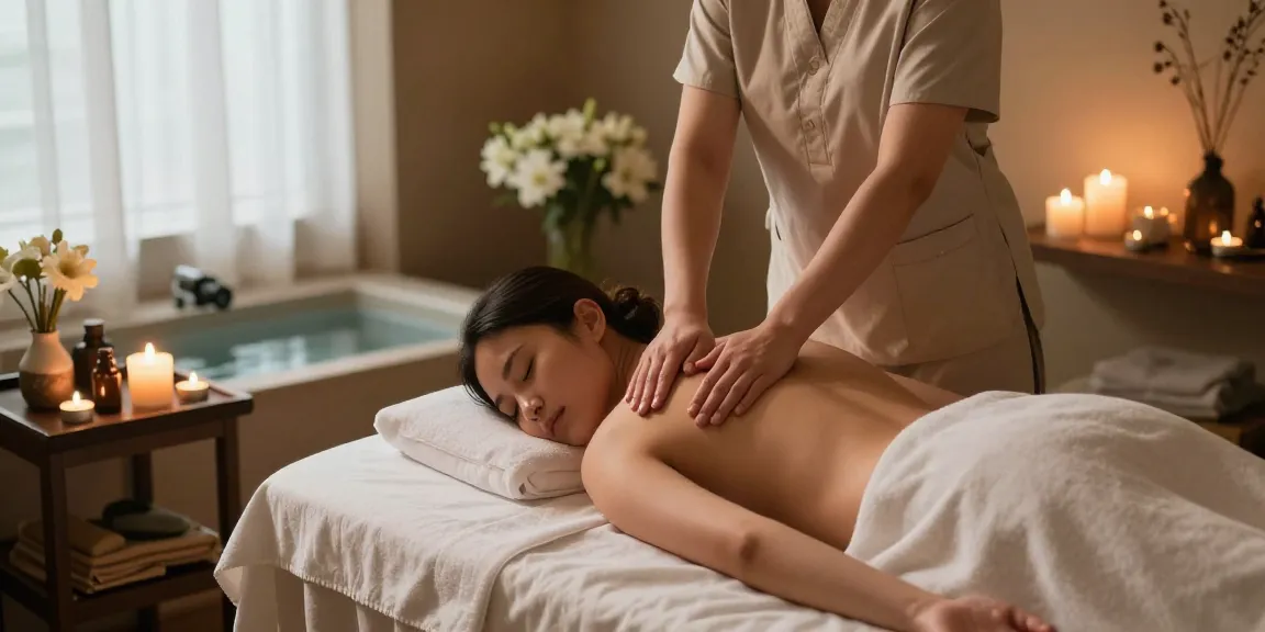 Experience a soothing 의왕출장안마 massage therapy session in a tranquil spa setup.