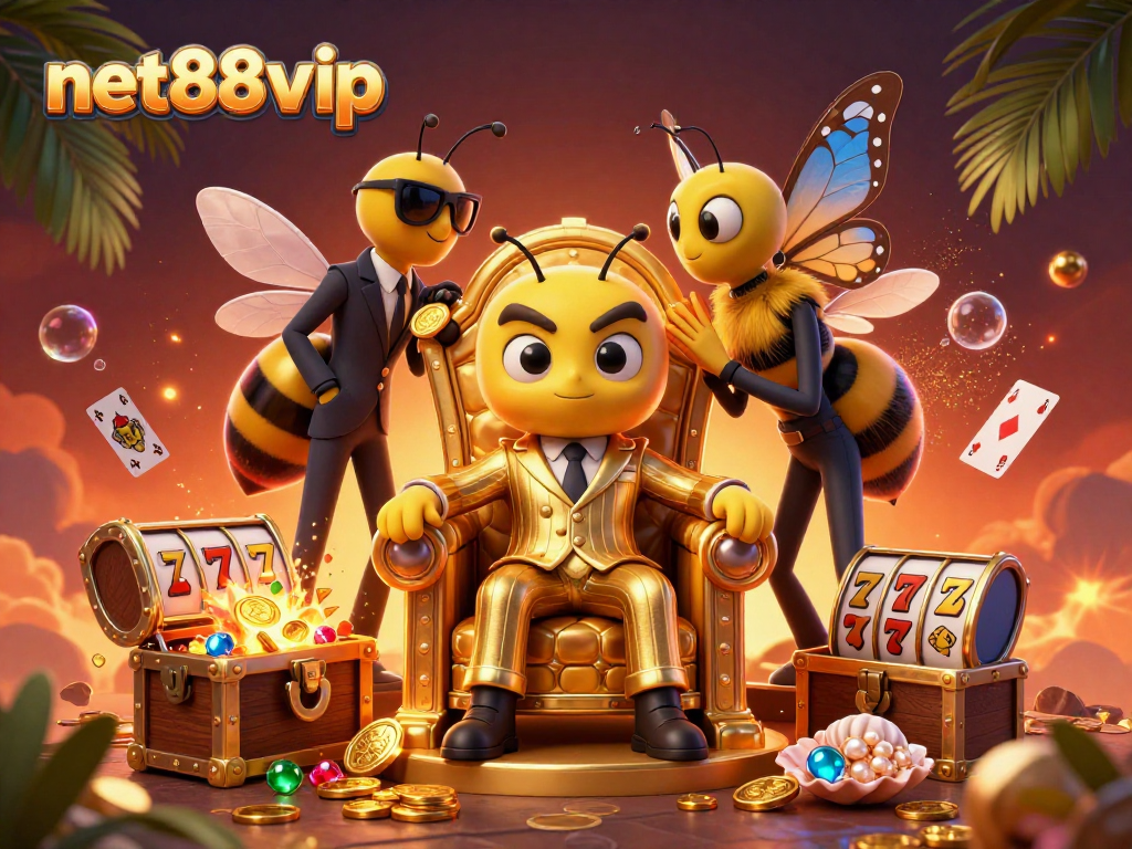 Engage with net88vip's thrilling casino atmosphere featuring a mob boss, wasp bodyguards, and dynamic gaming elements.