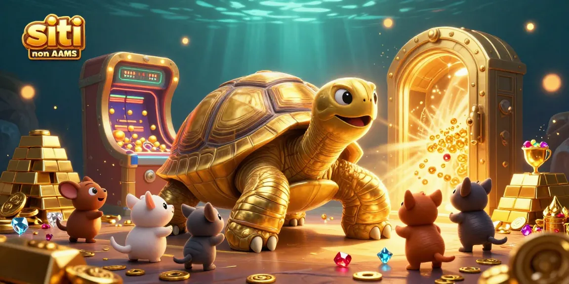 Gioca nei siti casino non AAMS con tortuga dorata, slot machine e tesori scintillanti.