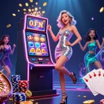 Spin the winning reels on ao88 with a stunning celebratory scene in a vibrant casino atmosphere.