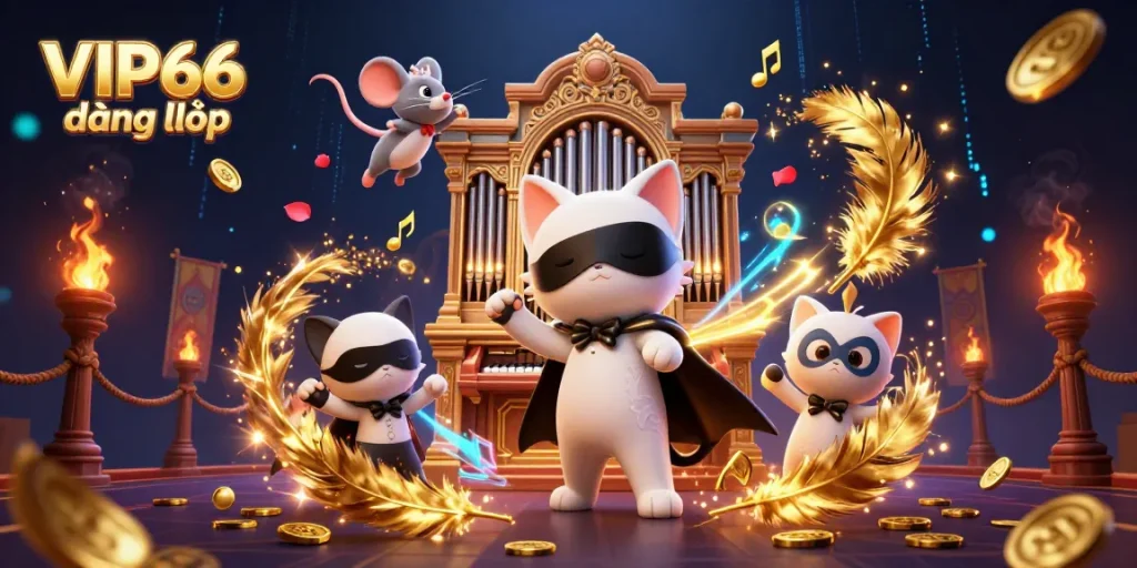 Experience the thrills of VIP66 đăng nhập as animated characters engage in a vibrant casino scene.