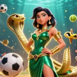 Experience thrilling gameplay with bl555on as the glamorous casino woman engages with vibrant sports elements.