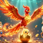 Hitclub features a fire phoenix, golden jackpot, and vibrant slot reels in this energetic 3D scene.