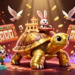 Experience vibrant BB44 casino gaming with a tortoise-themed illustrated world filled with slots and fortune.