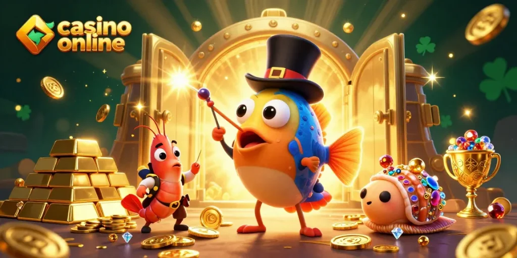 Joacă la casino online cu sloturi captivante și câștiguri strălucitoare în această ilustrație vibrantă.
