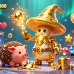 Experience winning magic with keonhacaibet888's stunning 3D casino adventure scene illustration.