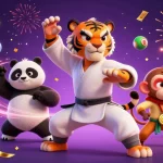 Casinò non AAMS: Goditi l'azione con il tigre maestro e i discepoli circondati da elementi di gioco vivaci.
