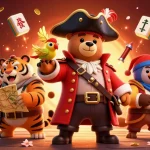 Experience the excitement of gaming with OK365 chính thức featuring a pirate bear and tiger in an enchanting casino scene.
