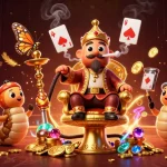 Découvrez le nouveau casino en ligne avec une illustration animée captivante et des éléments de jeu fascinants.