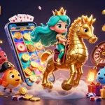 Dewatogel Login presents a vibrant 3D scene with a mermaid, seahorse, and colorful fish engaging in a dynamic casino-themed illustration.