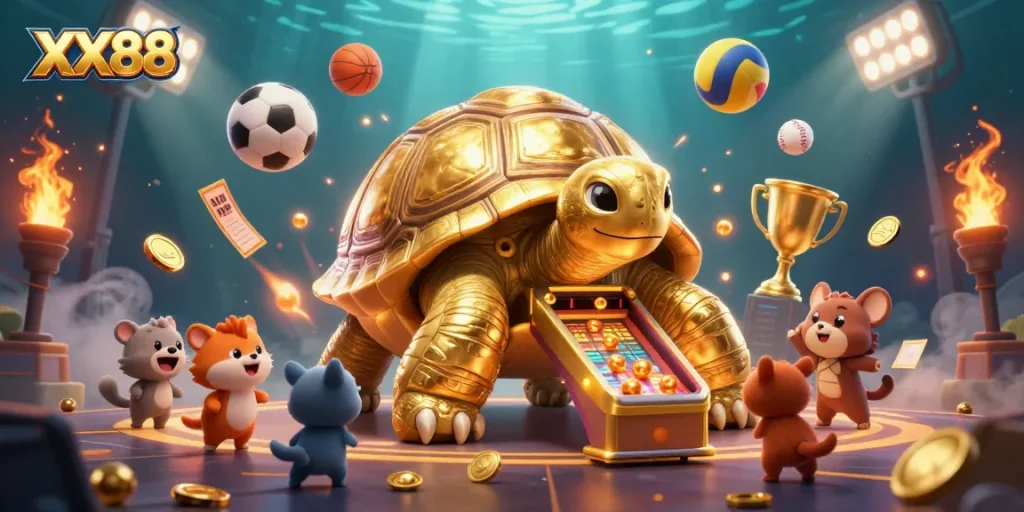 Experience thrilling action with XX88's colossal tortoise pinball, dynamic sports, and exciting gambling atmosphere.