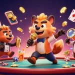 Join the laughter at EE88 casino with hyenas enjoying slots and drinks, creating a fun gaming experience.