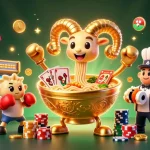 Experience excitement at 88aa with a dynamic casino scene featuring giant ramen bowl and vibrant game elements.