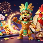 Engage with 33Win trang chủ in a dynamic casino scene featuring slots, cards, and festive confetti.