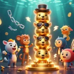 Play exciting casino games at mm88 with vibrant 3D illustrations of golden totems and crypto elements.