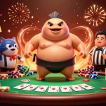 Gioca nei casino sicuri non AAMS con un'immagine vivace di un fugu e un tavolo da poker con fiches colorate.