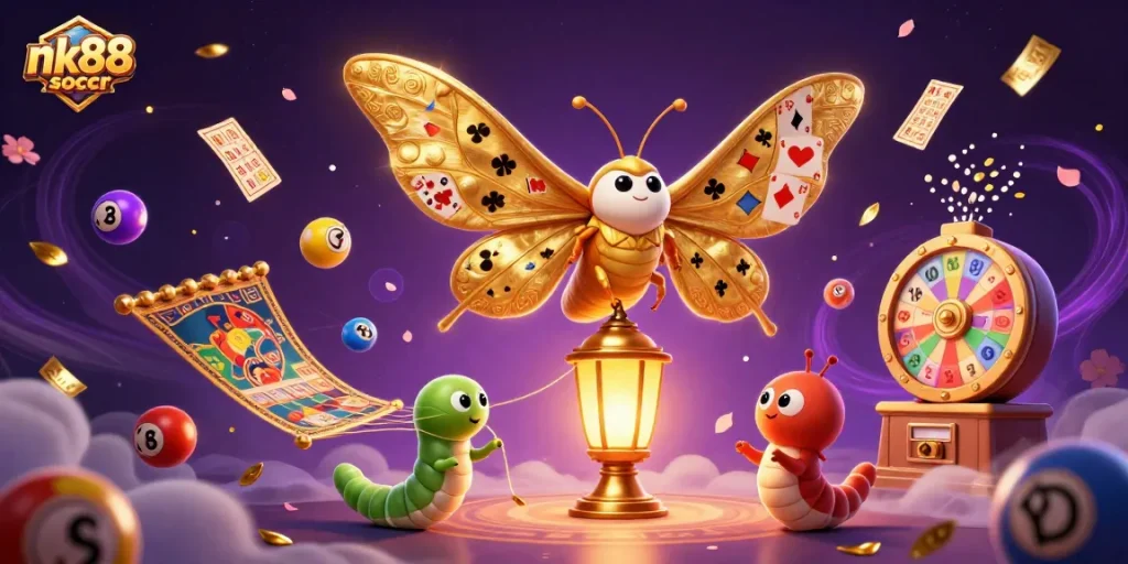 Experience the thrill of nk88 soccer with exciting casino elements and vibrant illustrations.