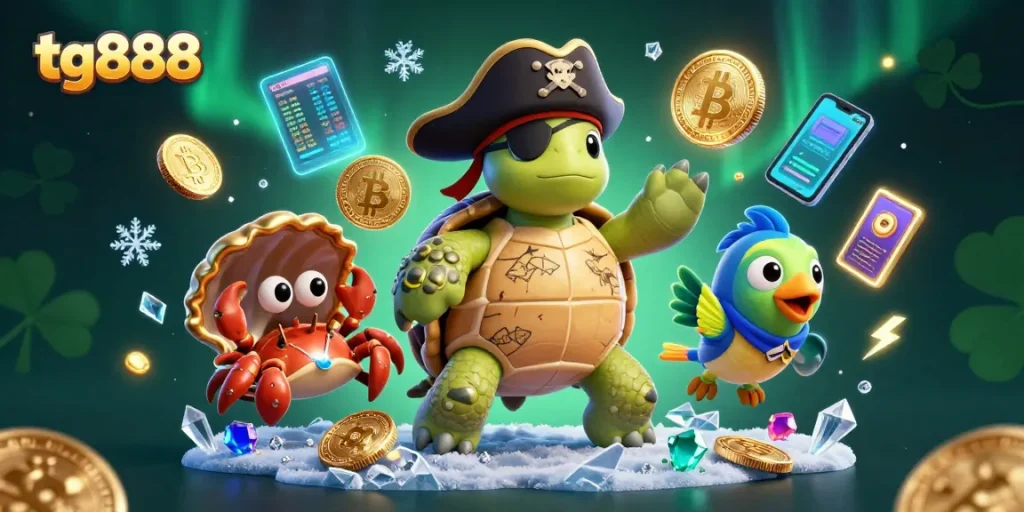 Join the adventure with tg888 in a lively casino scene featuring vibrant characters and thrilling game elements.