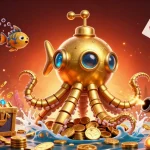 Engage the thrill of gaming with link f168 as a golden kraken submarine rises from a treasure-laden sea.