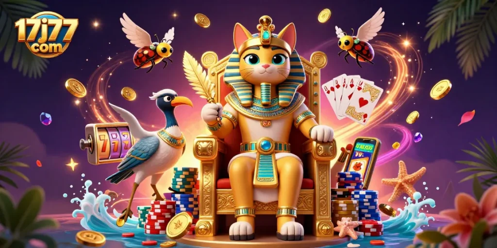 Experience the thrill at 17j77 com with vibrant slot machines and royalty-themed characters!