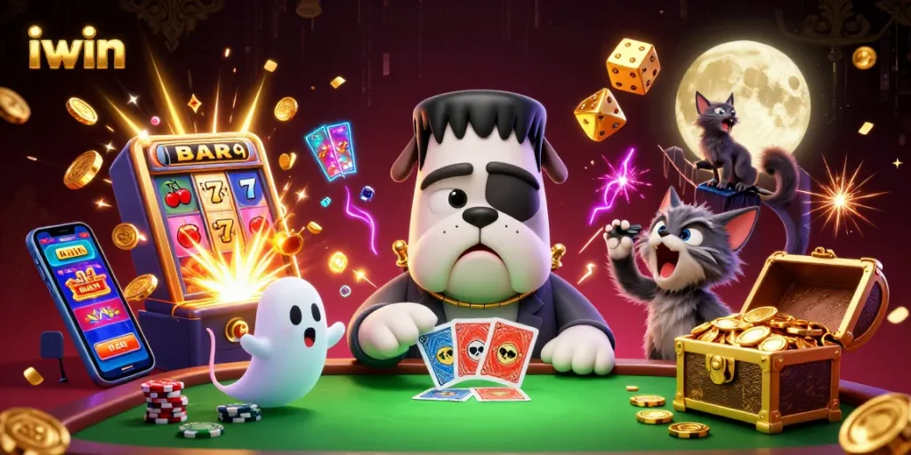 Experience thrilling gameplay with iwin's lively casino scene featuring vibrant characters and rich animations.