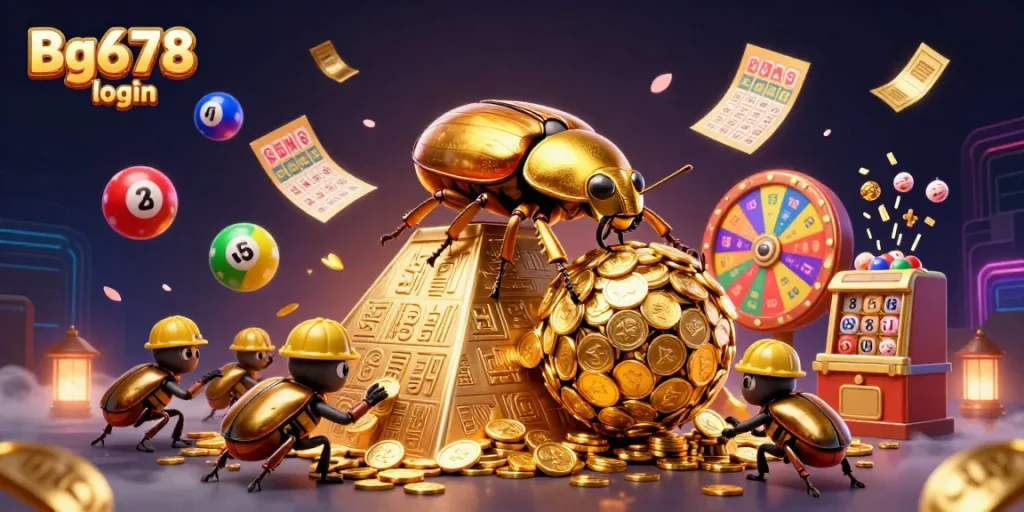 Engage with the Bg678 login to access exciting games featuring a golden beetle and lottery elements.
