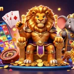 Experience thrilling wins at 789wincom with a dynamic casino scene showcasing vibrant slot games and majestic characters.